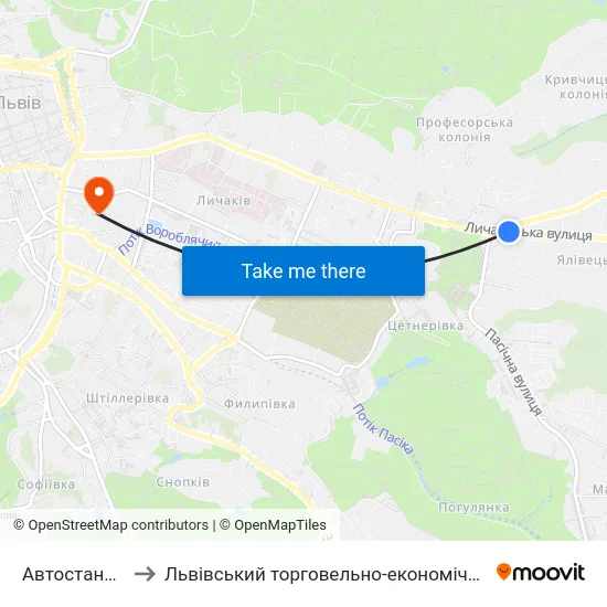 Автостанція №6 to Львівський торговельно-економічний університет map