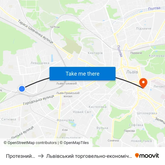 Протезний Завод to Львівський торговельно-економічний університет map