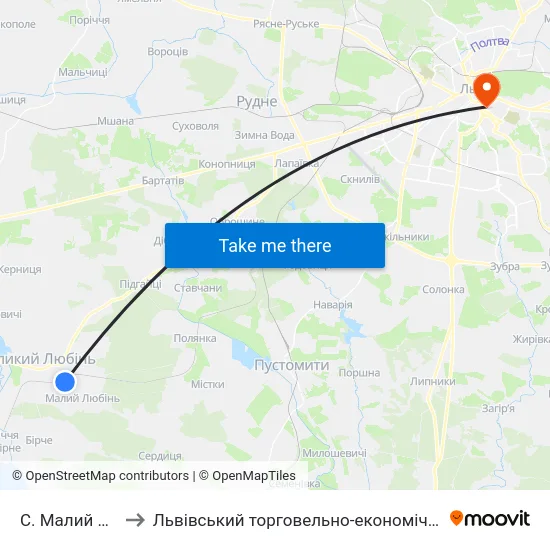 С. Малий Любінь to Львівський торговельно-економічний університет map