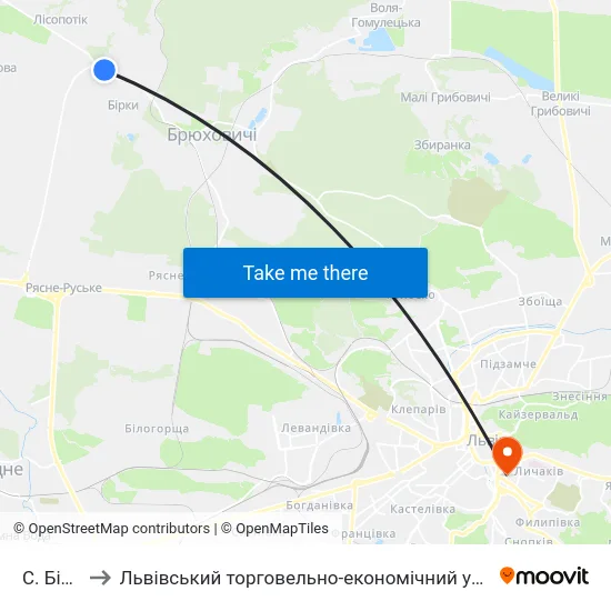 С. Бірки to Львівський торговельно-економічний університет map