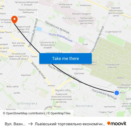 Вул. Вахнянина to Львівський торговельно-економічний університет map
