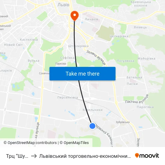 Трц “Шувар” to Львівський торговельно-економічний університет map