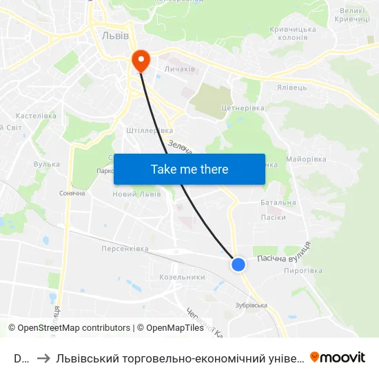Dbk to Львівський торговельно-економічний університет map