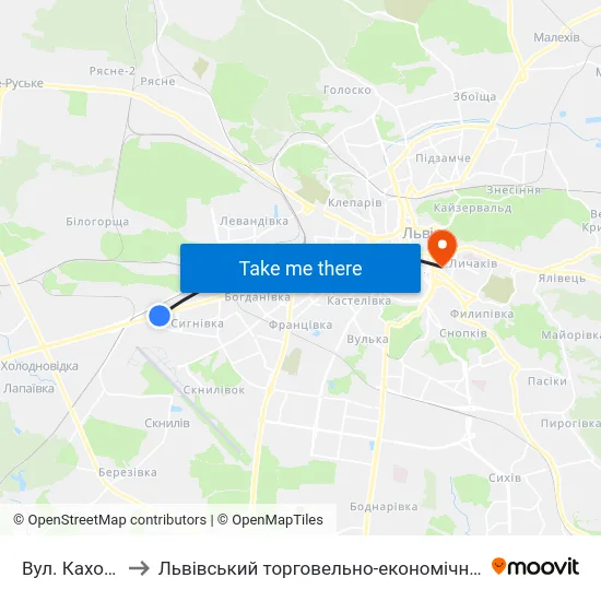 Вул. Каховська to Львівський торговельно-економічний університет map