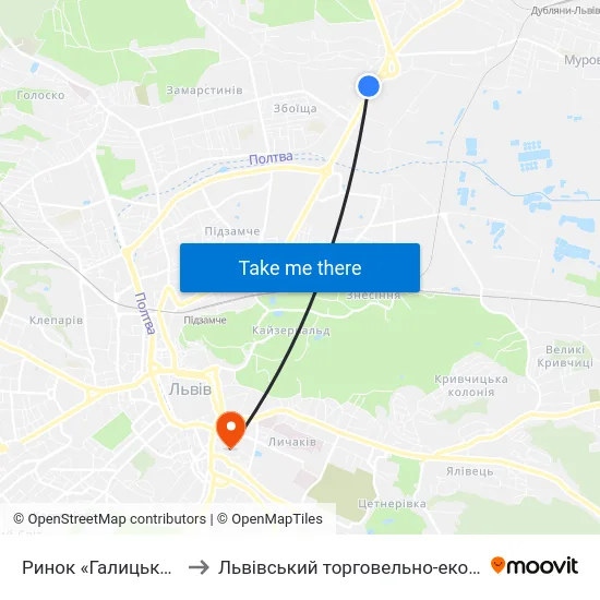 Ринок «Галицьке Перехрестя» to Львівський торговельно-економічний університет map