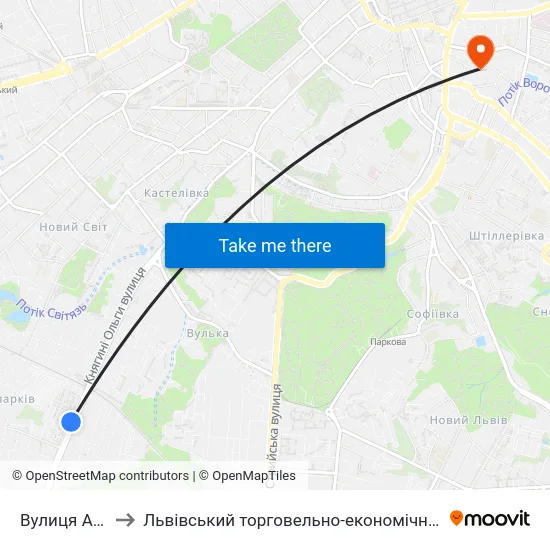 Вулиця Аркаса to Львівський торговельно-економічний університет map
