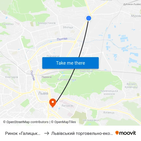 Ринок «Галицьке Перехрестя» to Львівський торговельно-економічний університет map