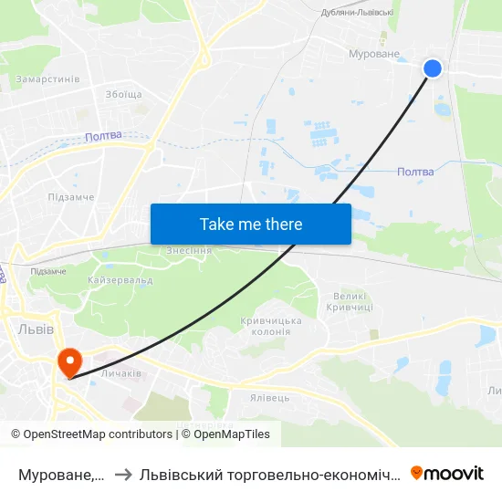 Муроване, Озеро to Львівський торговельно-економічний університет map