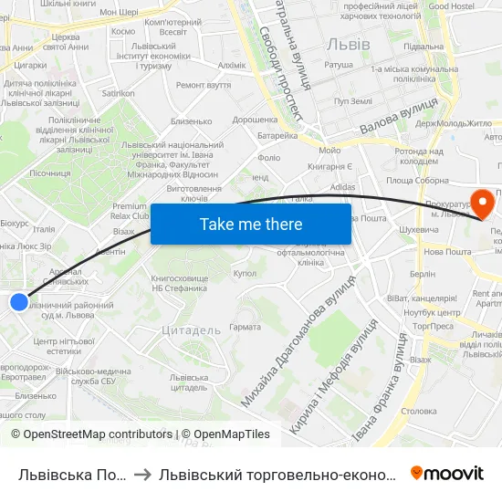 Львівська Політехніка to Львівський торговельно-економічний університет map