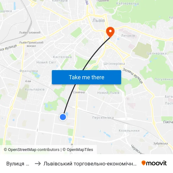 Вулиця Янева to Львівський торговельно-економічний університет map