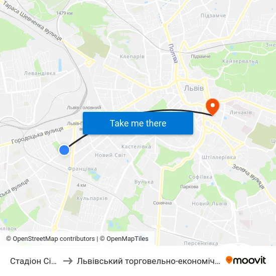 Стадіон Сільмаш to Львівський торговельно-економічний університет map