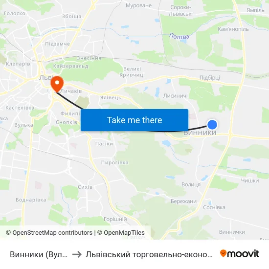 Винники (Вул. Лисика) to Львівський торговельно-економічний університет map