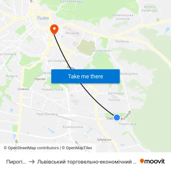 Пирогівка to Львівський торговельно-економічний університет map