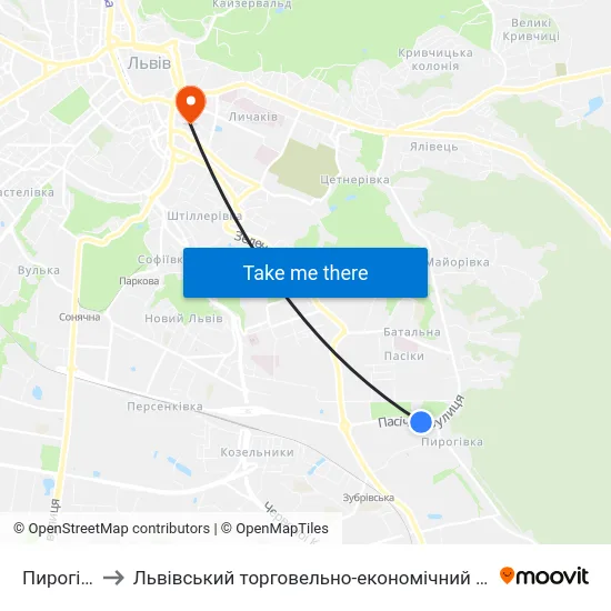 Пирогівка to Львівський торговельно-економічний університет map