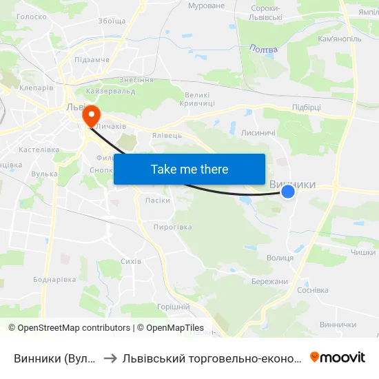 Винники (Вул. Івасюка) to Львівський торговельно-економічний університет map