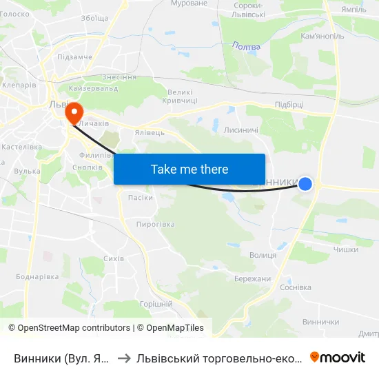 Винники (Вул. Яворницького) to Львівський торговельно-економічний університет map