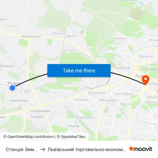 Станція Зимна Вода to Львівський торговельно-економічний університет map