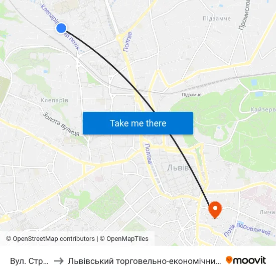 Вул. Струмок to Львівський торговельно-економічний університет map