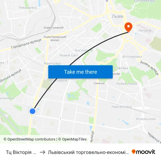 Тц Вікторія Гарденс to Львівський торговельно-економічний університет map