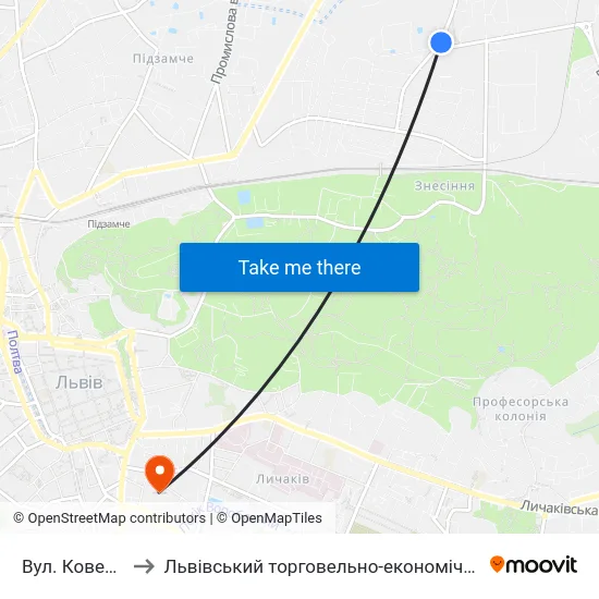 Вул. Ковельська to Львівський торговельно-економічний університет map