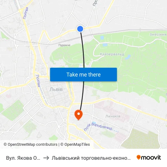 Вул. Якова Остряниці to Львівський торговельно-економічний університет map