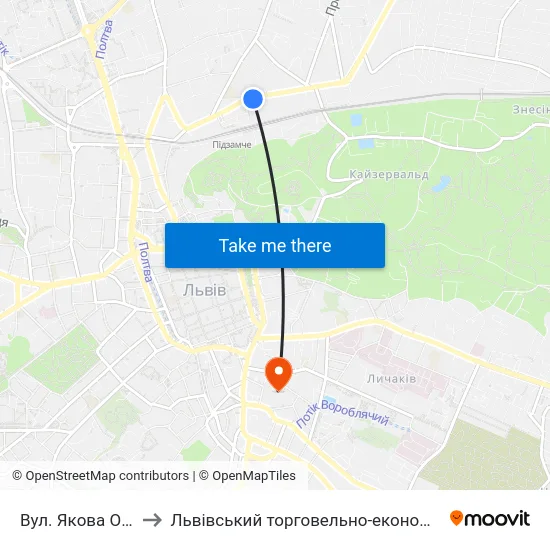 Вул. Якова Остряниці to Львівський торговельно-економічний університет map