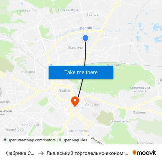 Фабрика Світанок to Львівський торговельно-економічний університет map