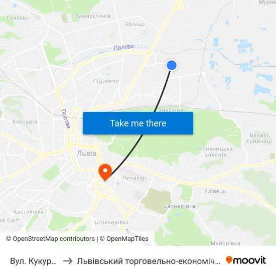 Вул. Кукурудзяна to Львівський торговельно-економічний університет map