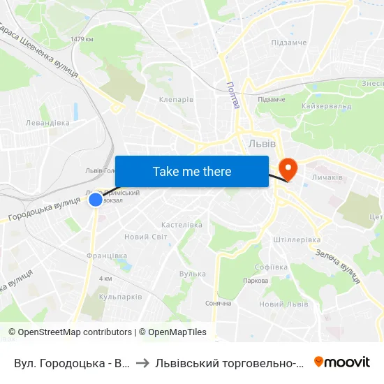 Вул. Городоцька - Вул. Кульпарківська to Львівський торговельно-економічний університет map
