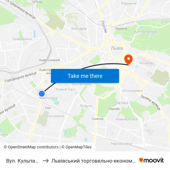 Вул. Кульпарківська to Львівський торговельно-економічний університет map