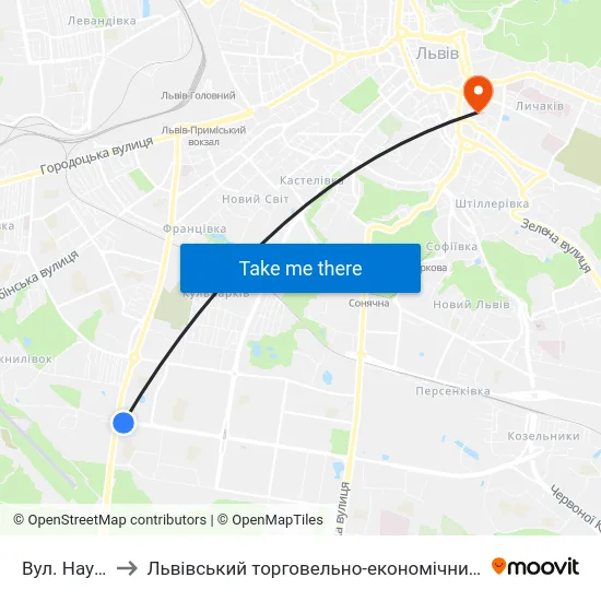 Вул. Наукова to Львівський торговельно-економічний університет map