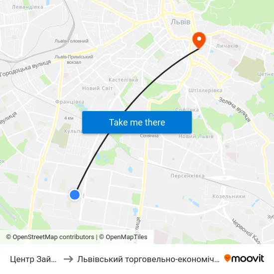 Центр Зайнятості to Львівський торговельно-економічний університет map