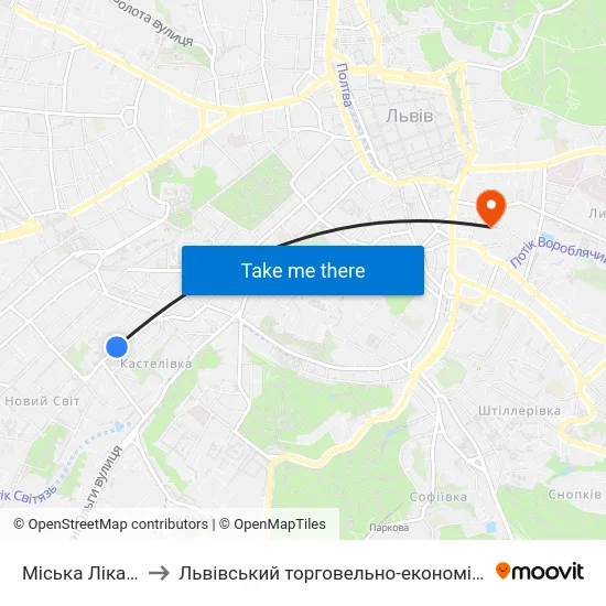 Міська Лікарня №5 to Львівський торговельно-економічний університет map