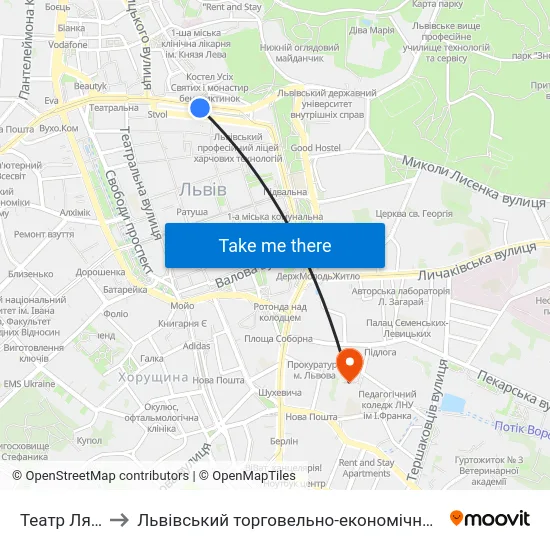 Театр Ляльок to Львівський торговельно-економічний університет map