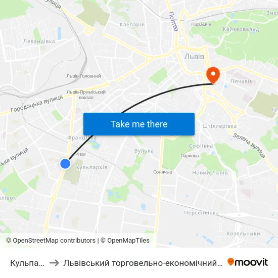 Кульпарків to Львівський торговельно-економічний університет map