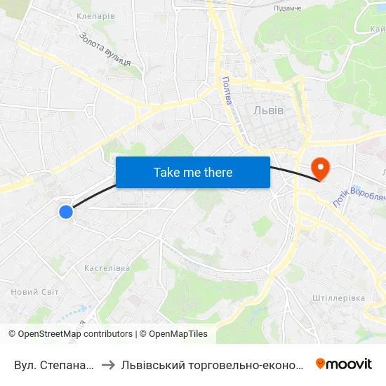 Вул. Степана Бандери to Львівський торговельно-економічний університет map