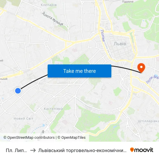 Пл. Липнева to Львівський торговельно-економічний університет map