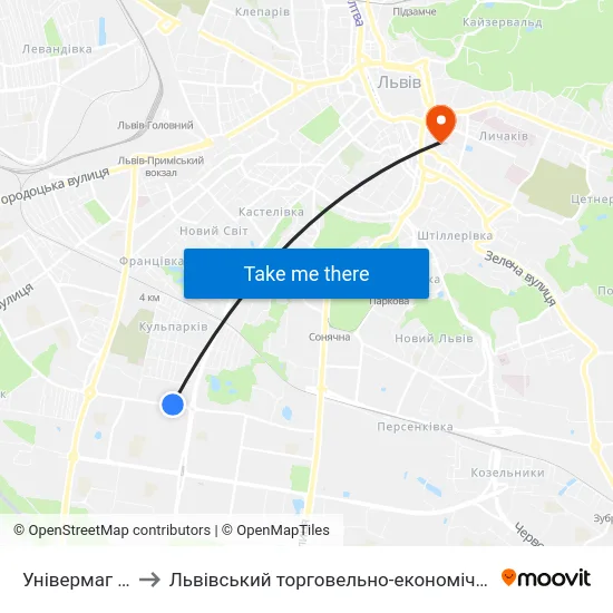 Універмаг Океан to Львівський торговельно-економічний університет map