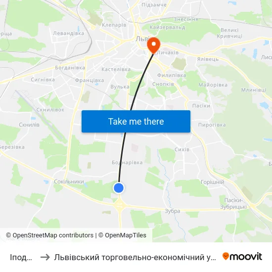 Іподром to Львівський торговельно-економічний університет map