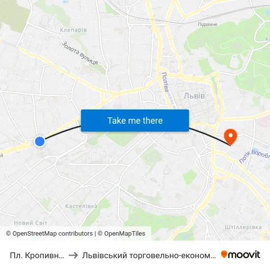 Пл. Кропивницького to Львівський торговельно-економічний університет map