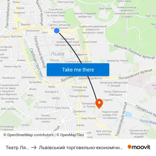 Театр Ляльок to Львівський торговельно-економічний університет map
