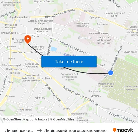 Личаківський Цвинтар to Львівський торговельно-економічний університет map