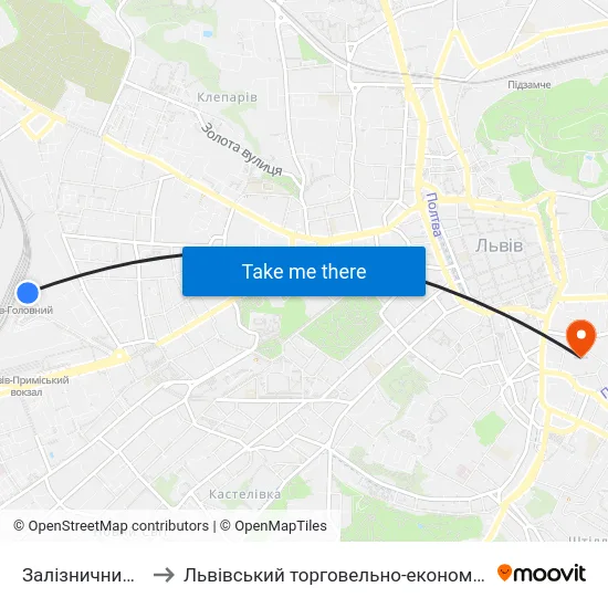 Залізничний Вокзал to Львівський торговельно-економічний університет map