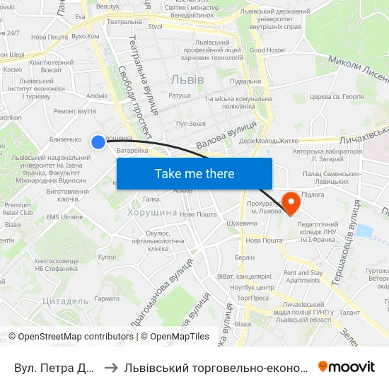 Вул. Петра Дорошенка to Львівський торговельно-економічний університет map