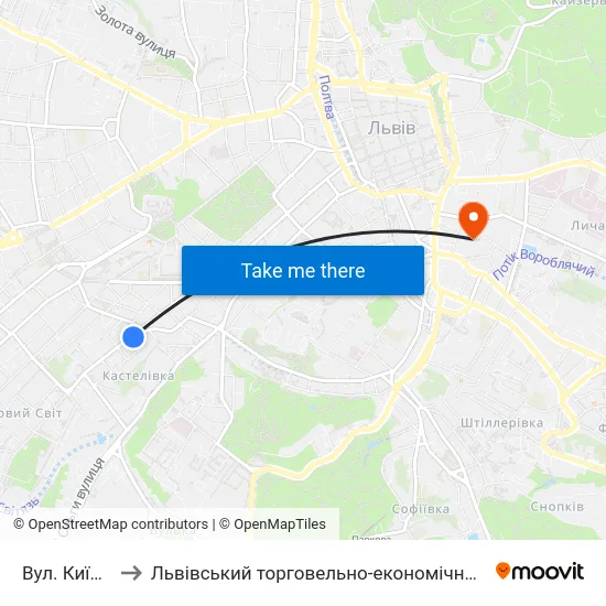 Вул. Київська to Львівський торговельно-економічний університет map