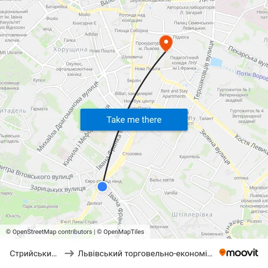 Стрийський Ринок to Львівський торговельно-економічний університет map