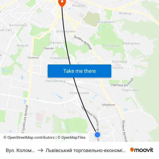 Вул. Коломийська to Львівський торговельно-економічний університет map