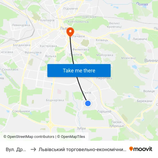 Вул. Драгана to Львівський торговельно-економічний університет map