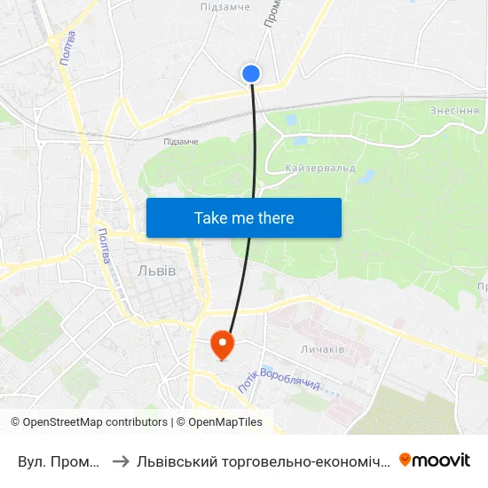 Вул. Промислова to Львівський торговельно-економічний університет map