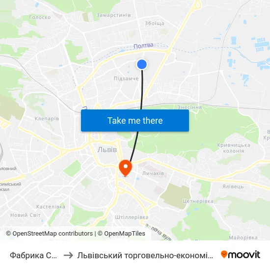 Фабрика Світанок to Львівський торговельно-економічний університет map